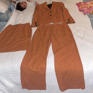Vintage Light Brick Orange Escada 3 Piece Suit
